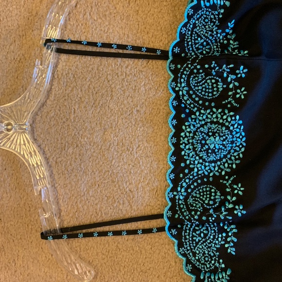 Ann Taylor Blk Silk Dress with Blue beading Sz 6. - Picture 4 of 6